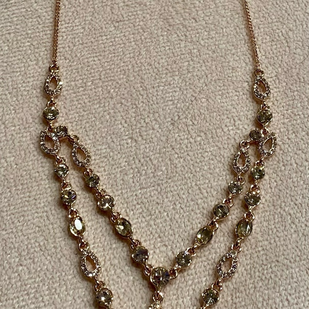 Givenchy rose gold tone with champagne Swarovski crystal necklace - Picture 15 of 16